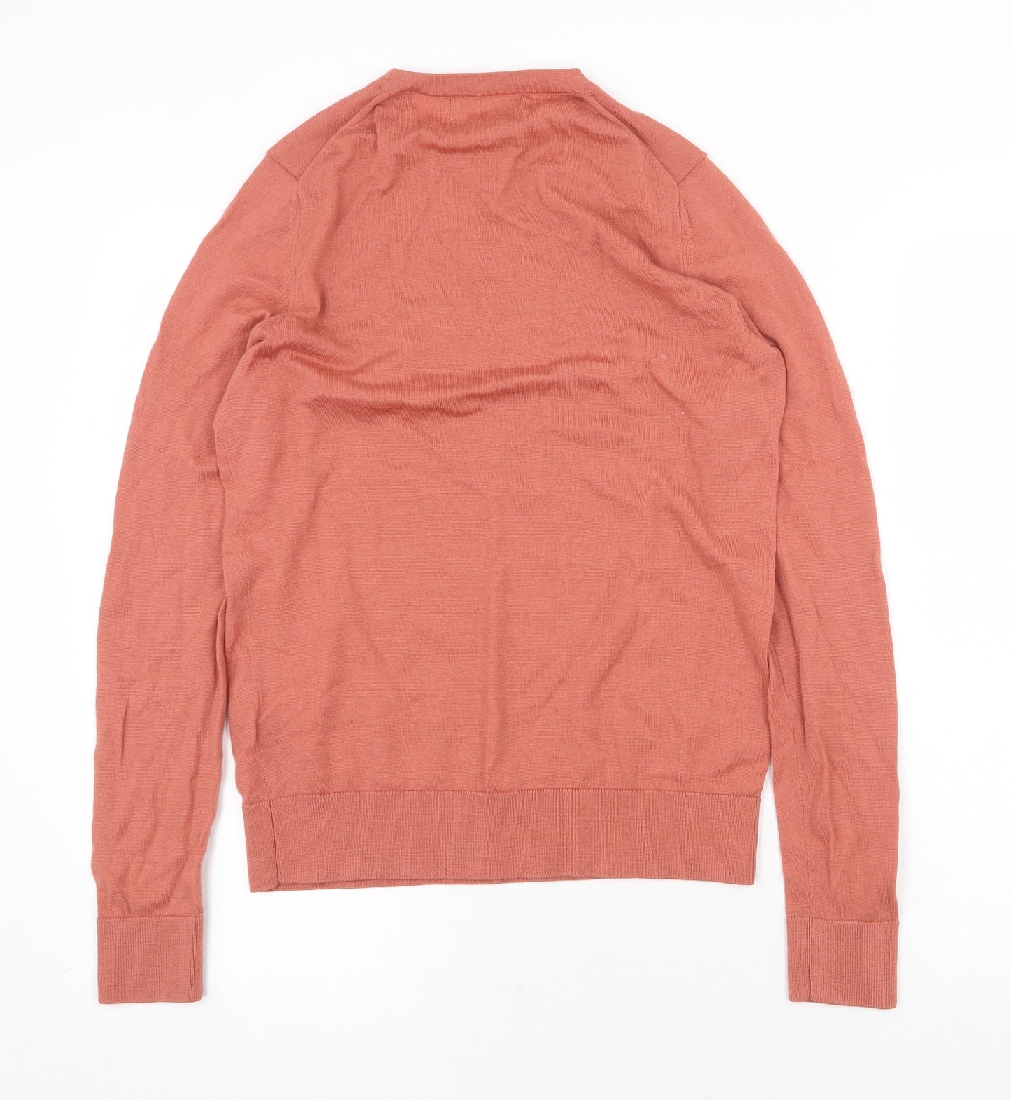 Marks and Spencer Womens Orange Round Neck Wool Pullover Jumper Size 10