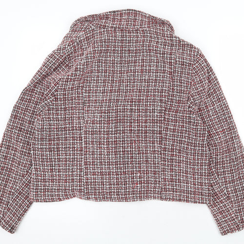 SheIn Womens Red Geometric Pea Coat Jacket Size XL Button