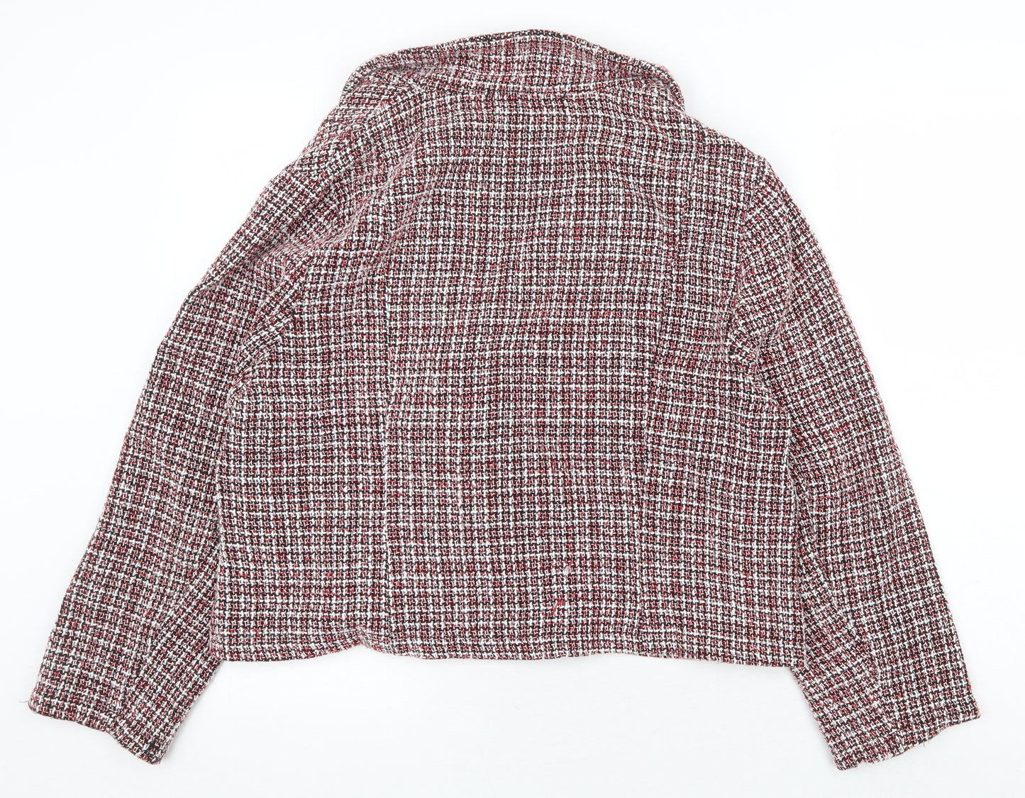 SheIn Womens Red Geometric Pea Coat Jacket Size XL Button