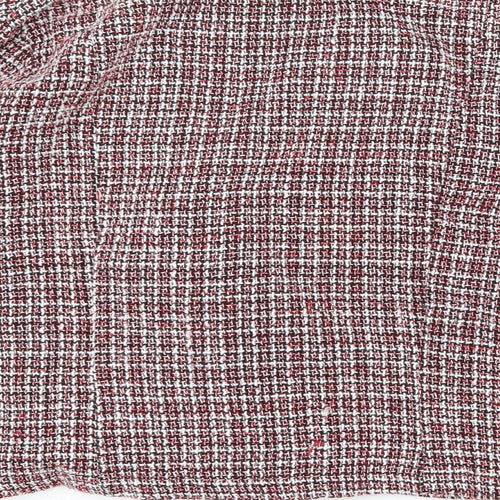 SheIn Womens Red Geometric Pea Coat Jacket Size XL Button