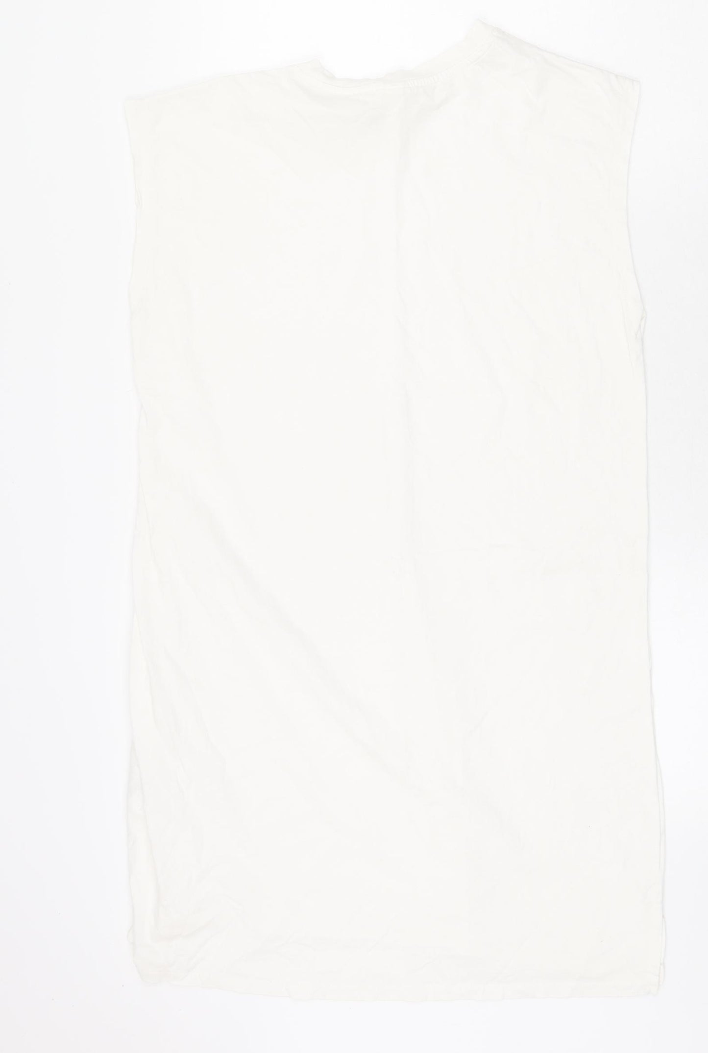 H&M Womens White 100% Cotton Tank Dress Size S Round Neck Pullover