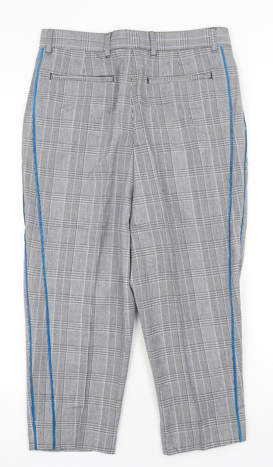 ASOS Mens Grey Plaid Cotton Trousers Size 30 in Regular Zip