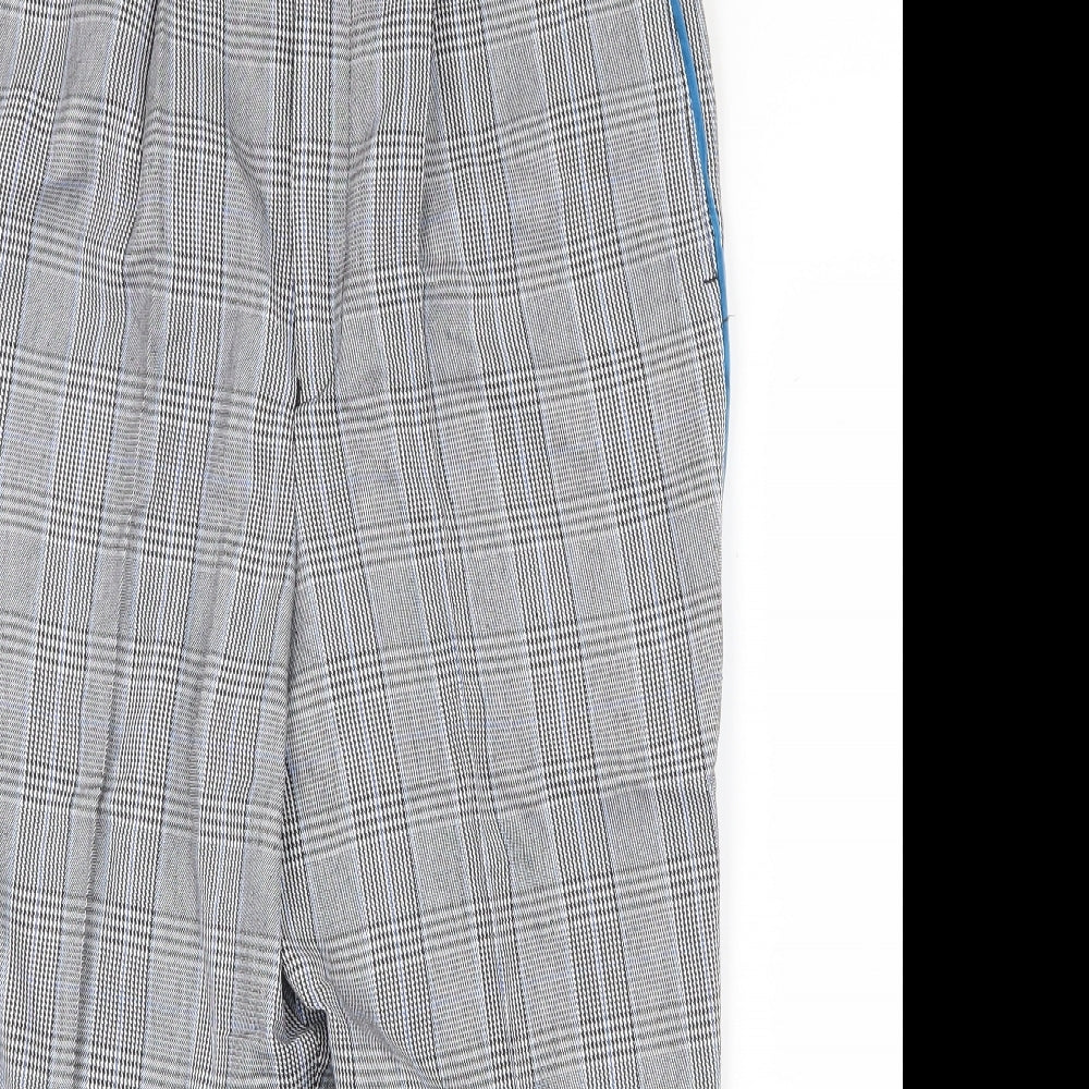 ASOS Mens Grey Plaid Cotton Trousers Size 30 in Regular Zip