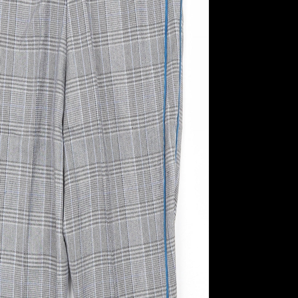 ASOS Mens Grey Plaid Cotton Trousers Size 30 in Regular Zip