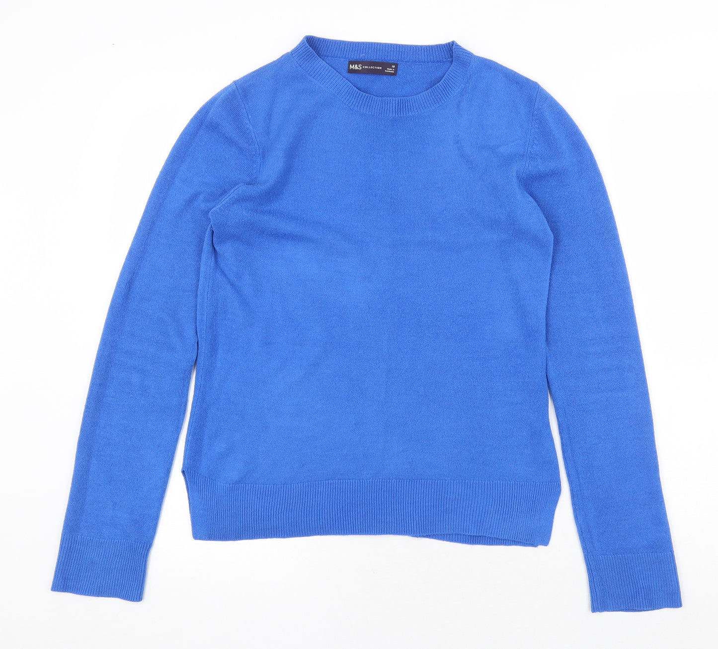 Marks and Spencer Womens Blue Round Neck Acrylic Pullover Jumper Size 10
