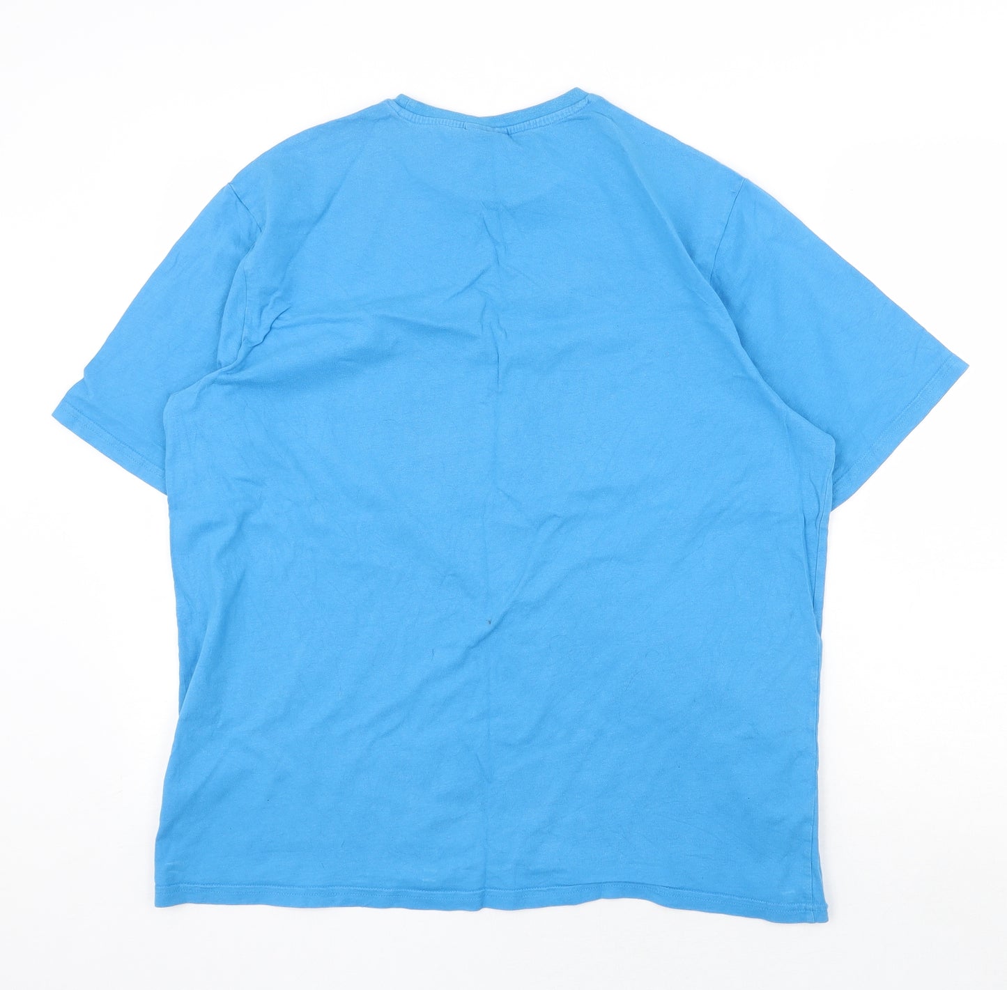 George Mens Blue Cotton T-Shirt Size L Round Neck - Cookie Monster