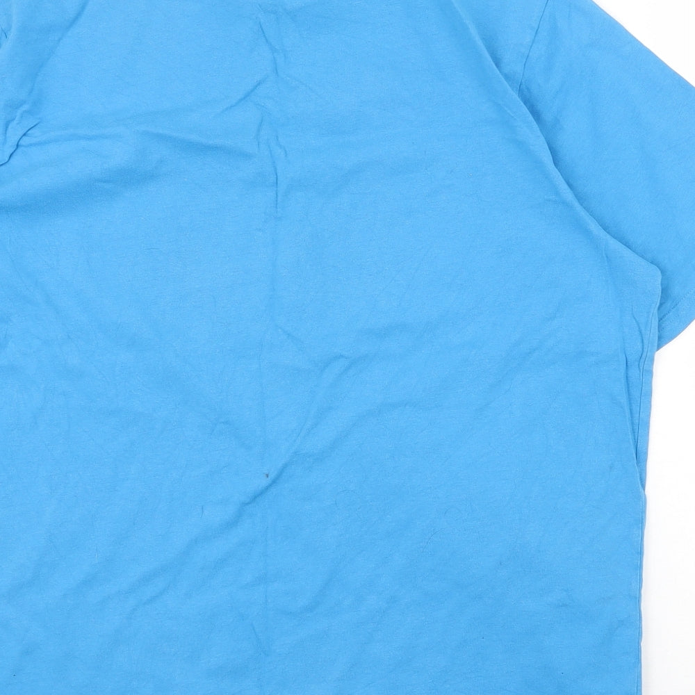 George Mens Blue Cotton T-Shirt Size L Round Neck - Cookie Monster