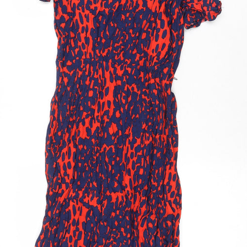 ASOS Womens Multicoloured Geometric Polyester A-Line Size 10 Boat Neck Zip