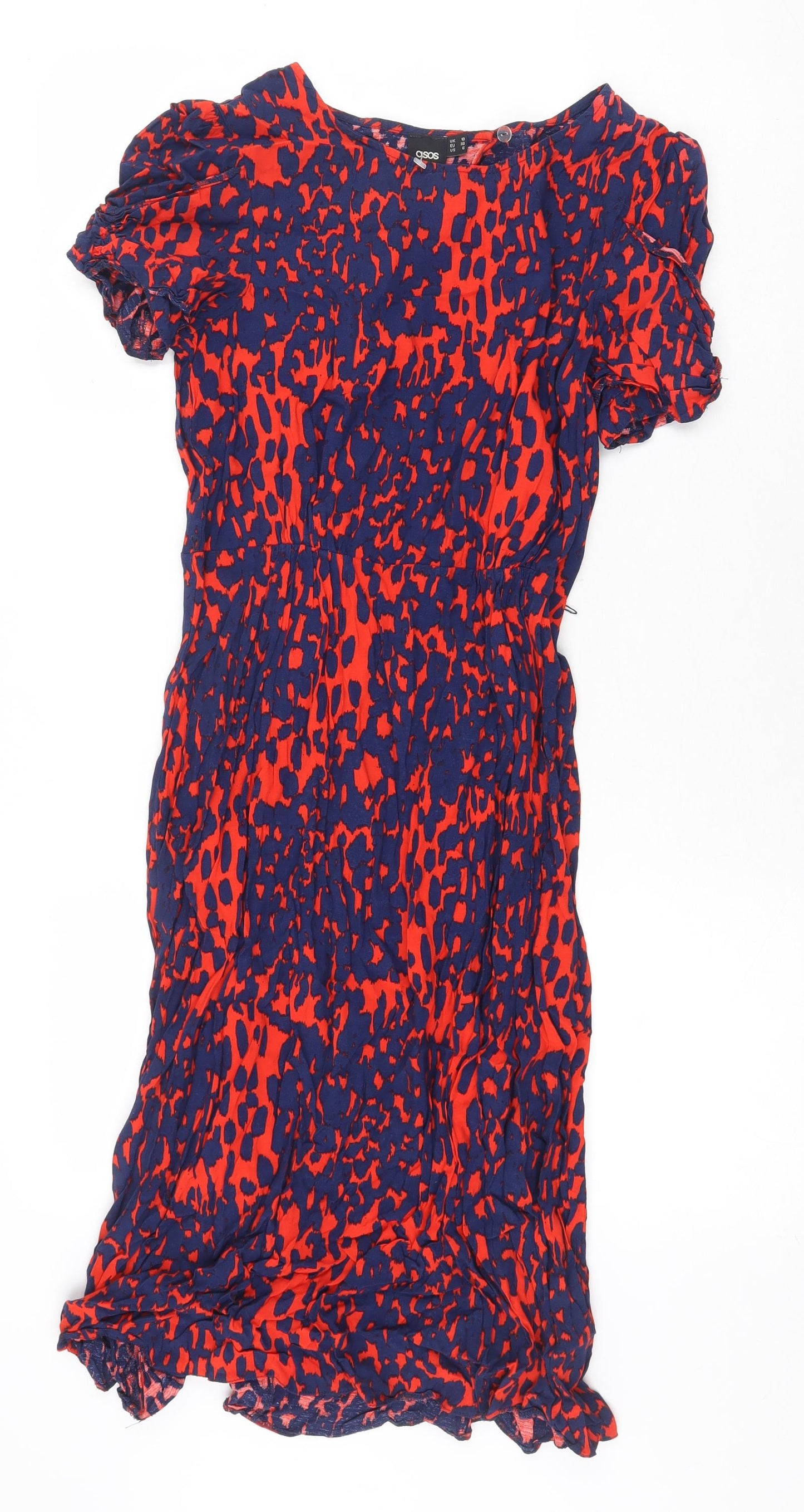 ASOS Womens Multicoloured Geometric Polyester A-Line Size 10 Boat Neck Zip