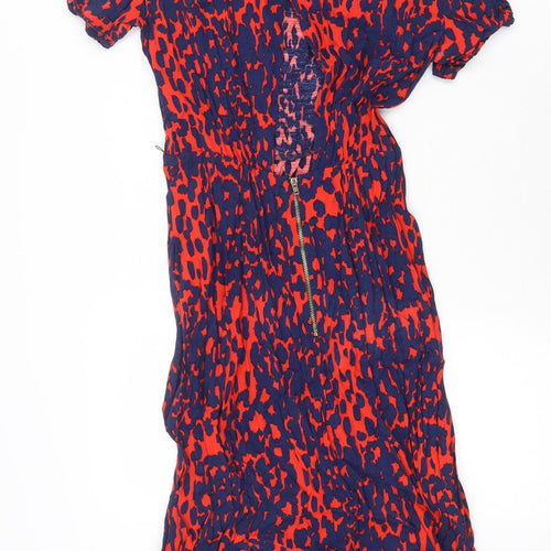ASOS Womens Multicoloured Geometric Polyester A-Line Size 10 Boat Neck Zip
