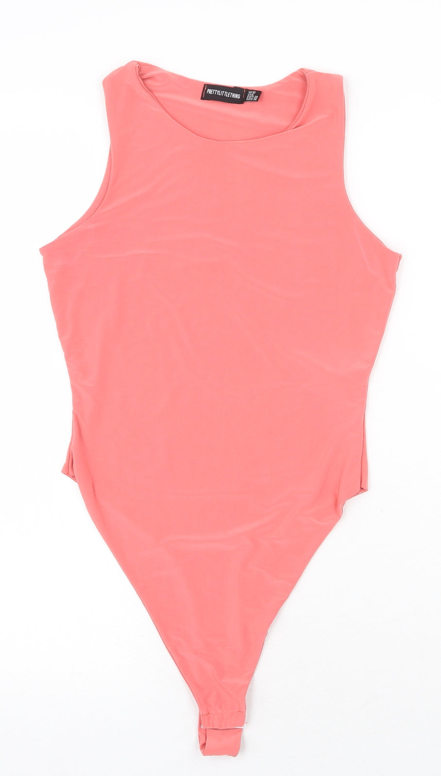PRETTYLITTLETHING Womens Pink Polyester Bodysuit One-Piece Size 10 Snap
