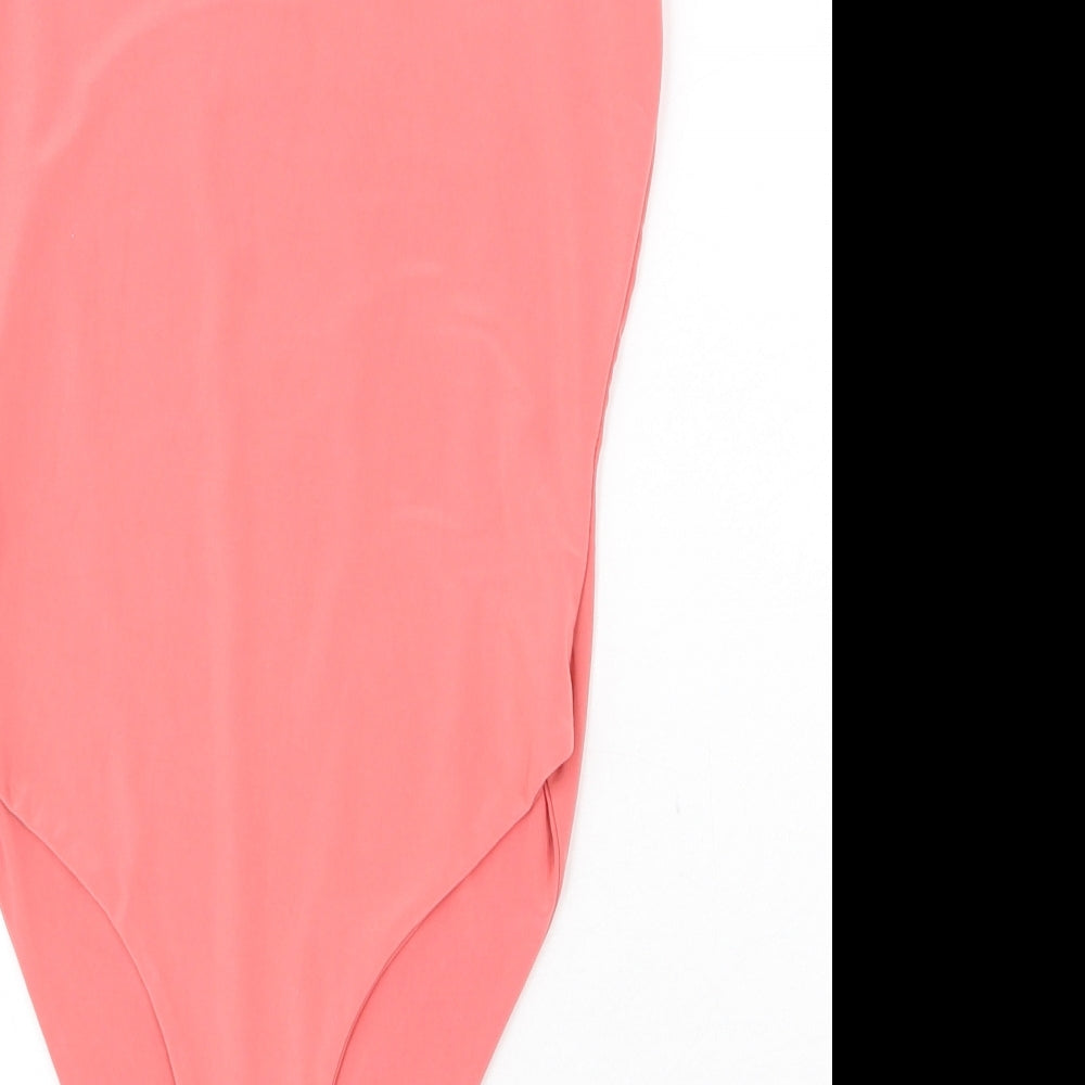 PRETTYLITTLETHING Womens Pink Polyester Bodysuit One-Piece Size 10 Snap
