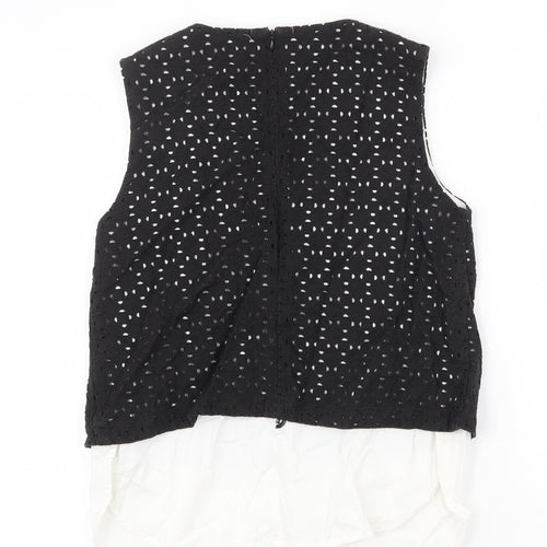 aijek Womens Black Geometric Cotton Basic Tank Size M Round Neck