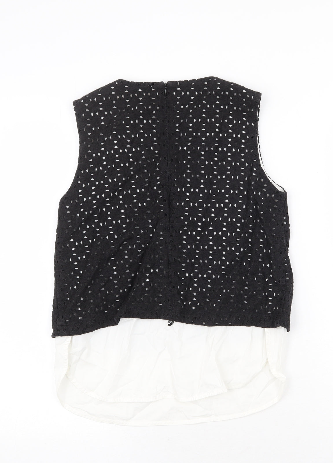aijek Womens Black Geometric Cotton Basic Tank Size M Round Neck