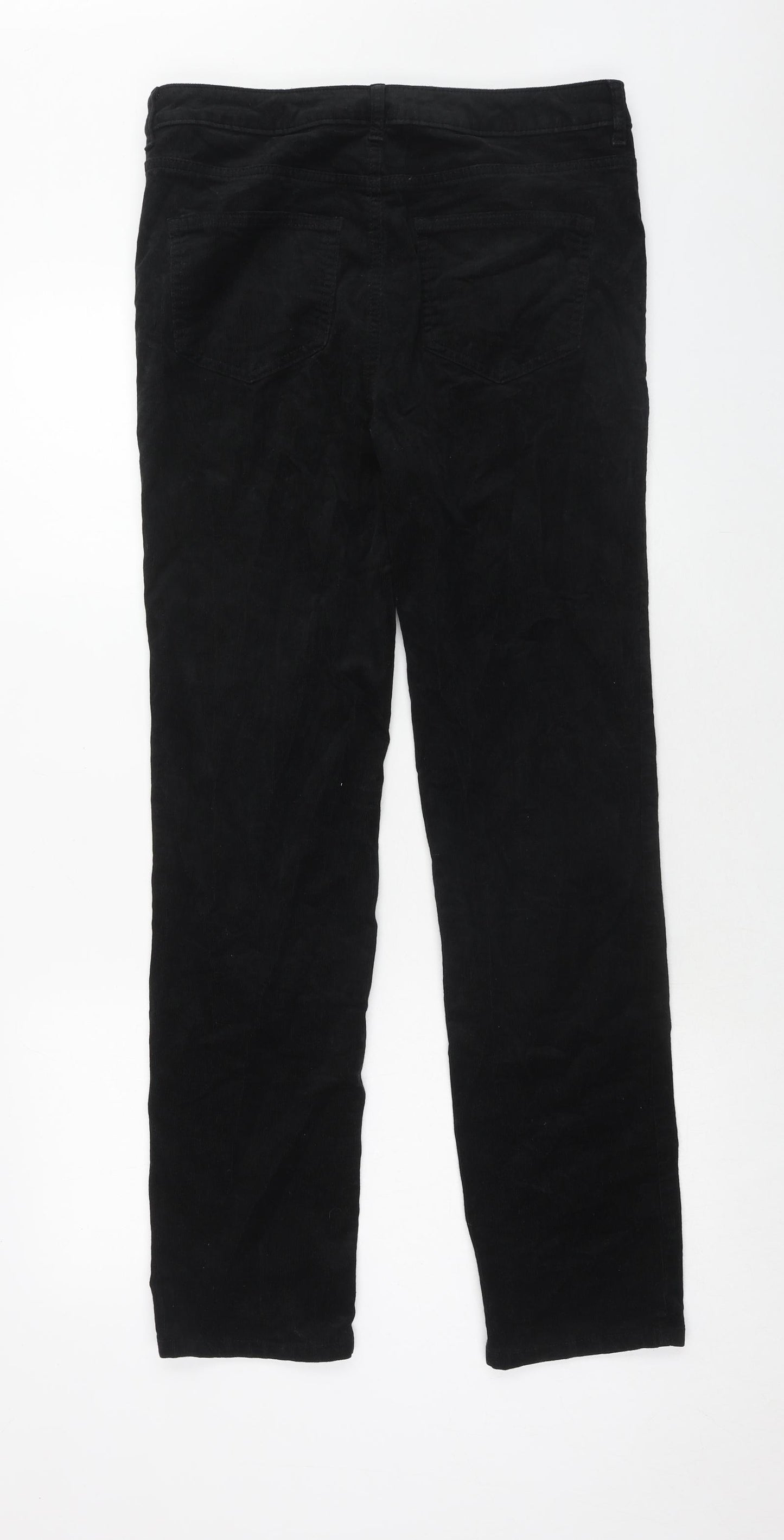 Marks and Spencer Womens Black Cotton Trousers Size 12 Regular Zip