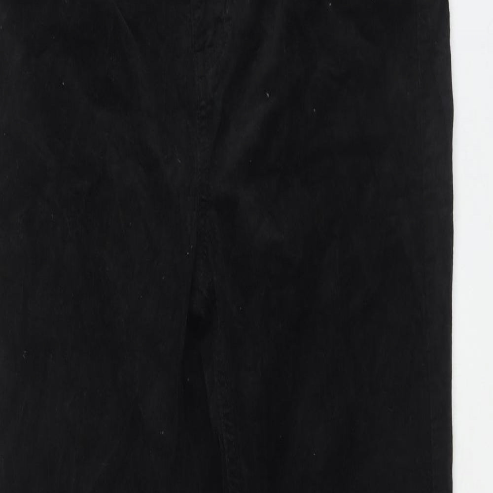 Marks and Spencer Womens Black Cotton Trousers Size 12 Regular Zip