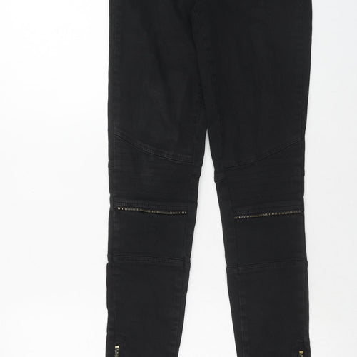 VILA Womens Black Cotton Skinny Jeans Size S Regular Zip