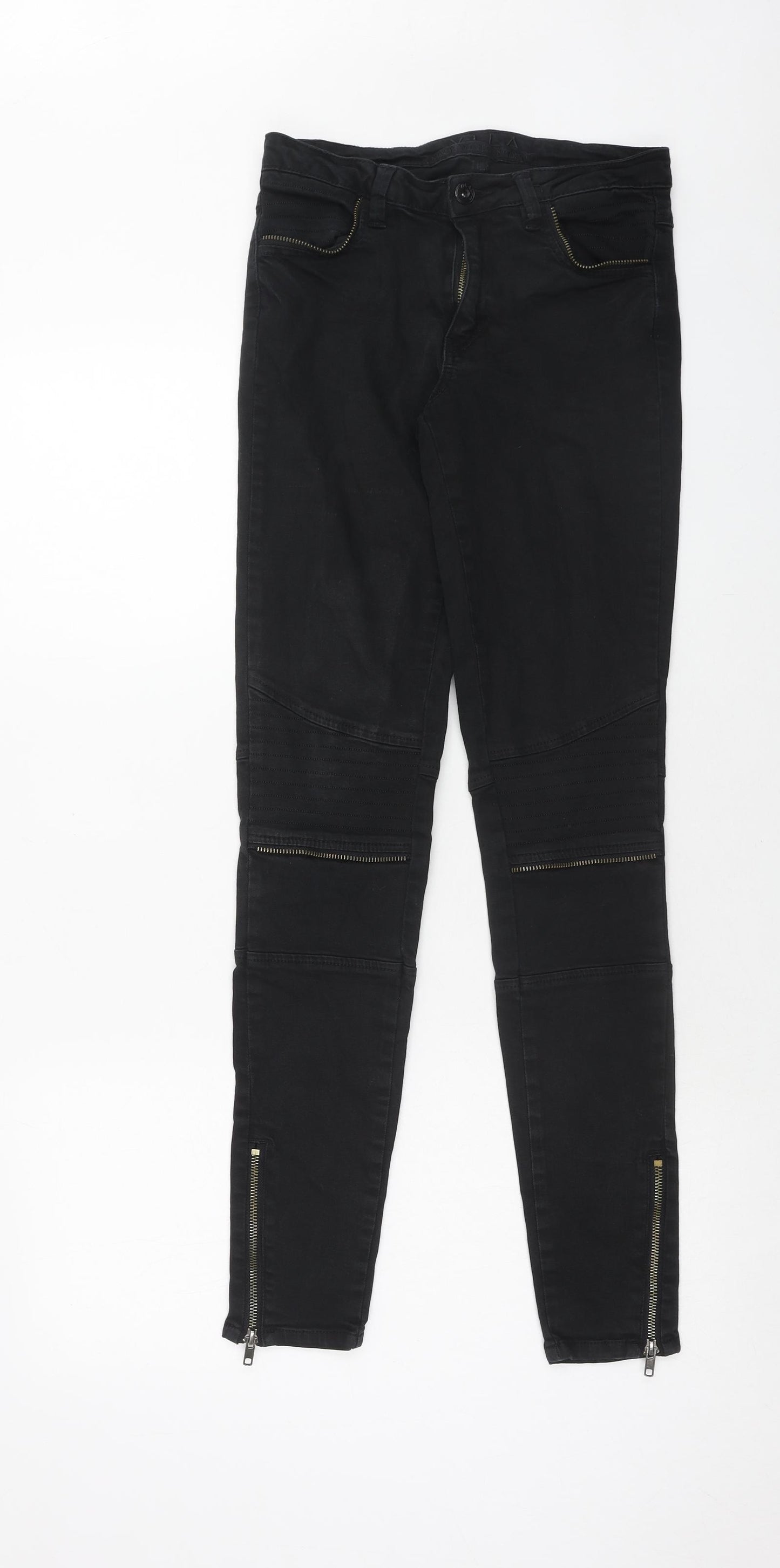 VILA Womens Black Cotton Skinny Jeans Size S Regular Zip
