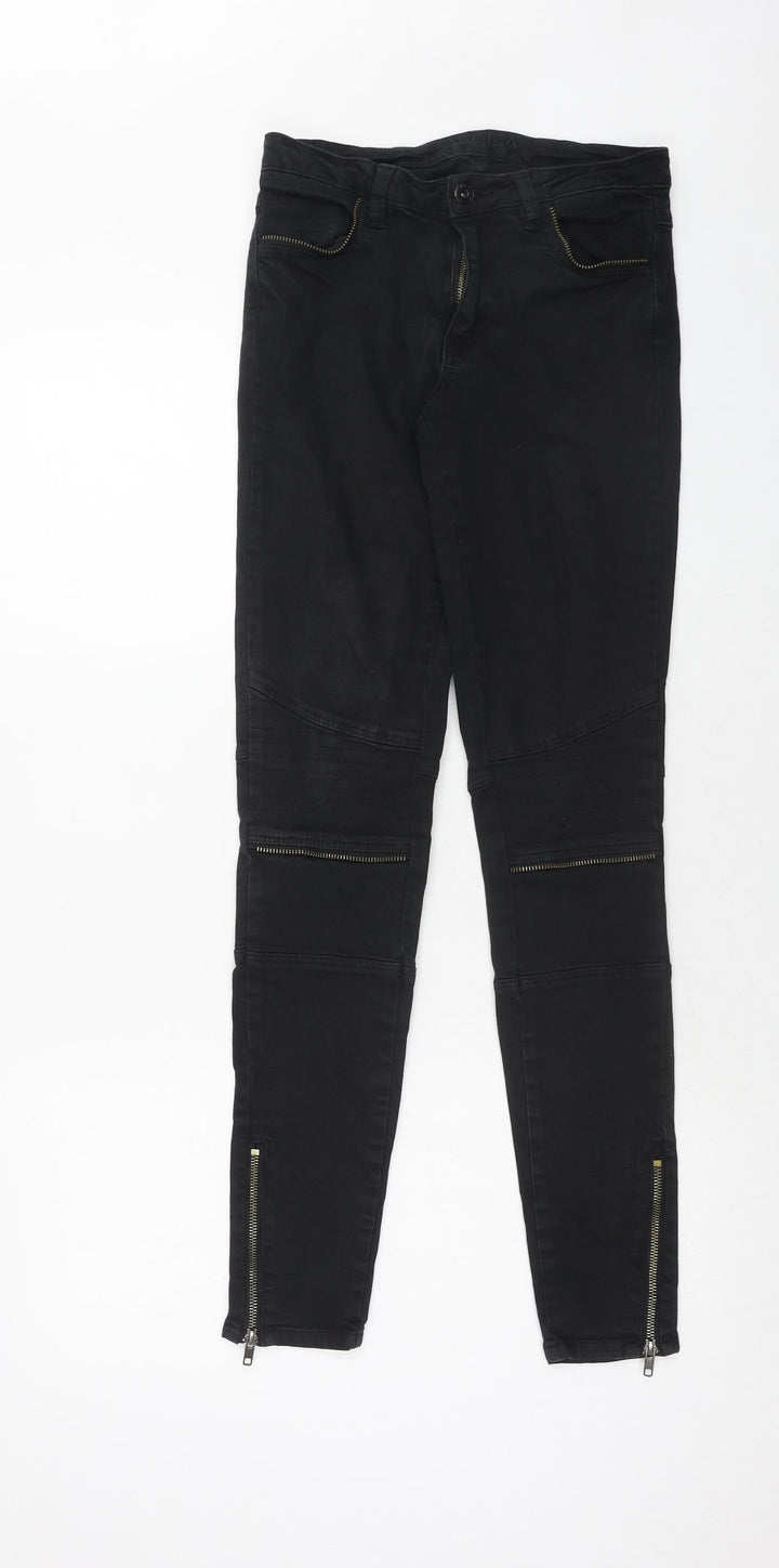 VILA Womens Black Cotton Skinny Jeans Size S Regular Zip