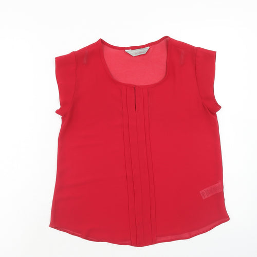 Dorothy Perkins Womens Red Polyester Basic Blouse Size 8 Square Neck