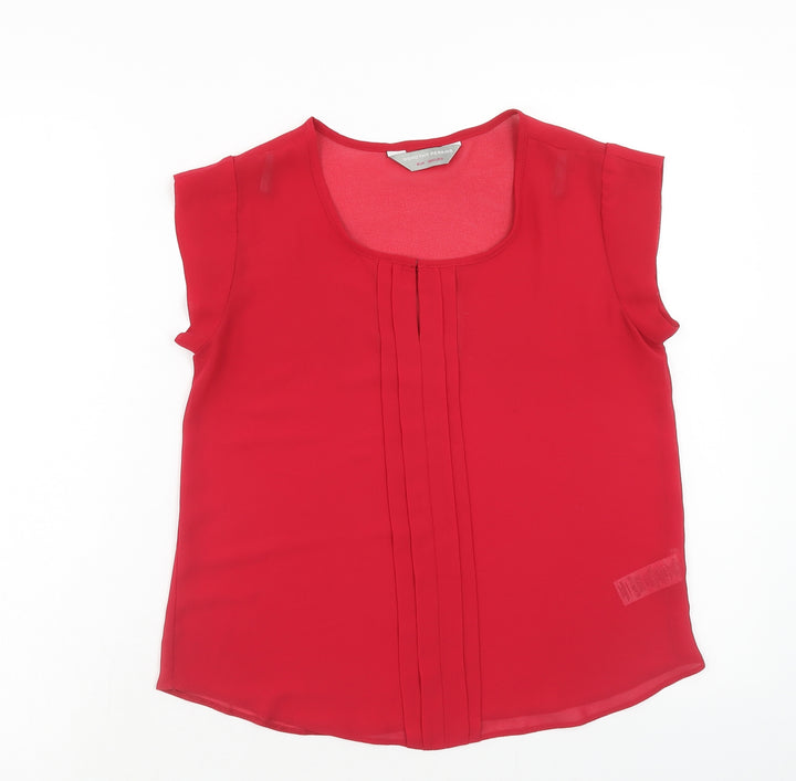 Dorothy Perkins Womens Red Polyester Basic Blouse Size 8 Square Neck