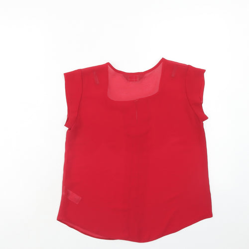 Dorothy Perkins Womens Red Polyester Basic Blouse Size 8 Square Neck