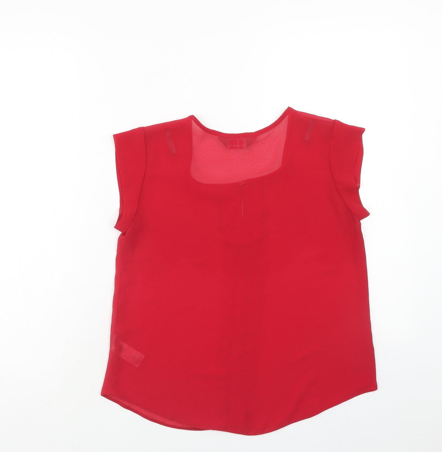 Dorothy Perkins Womens Red Polyester Basic Blouse Size 8 Square Neck
