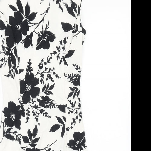 Love Womens Yellow Floral Cotton A-Line Size S Boat Neck Zip