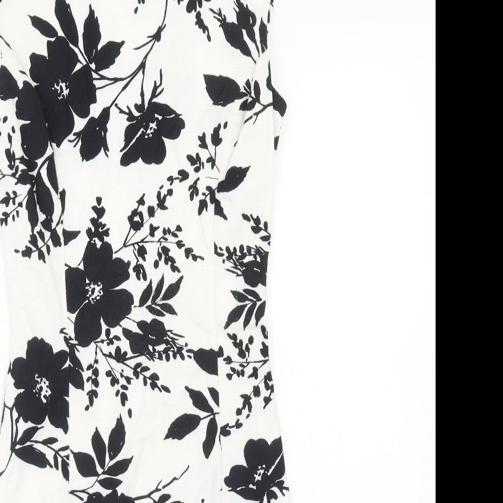 Love Womens Yellow Floral Cotton A-Line Size S Boat Neck Zip