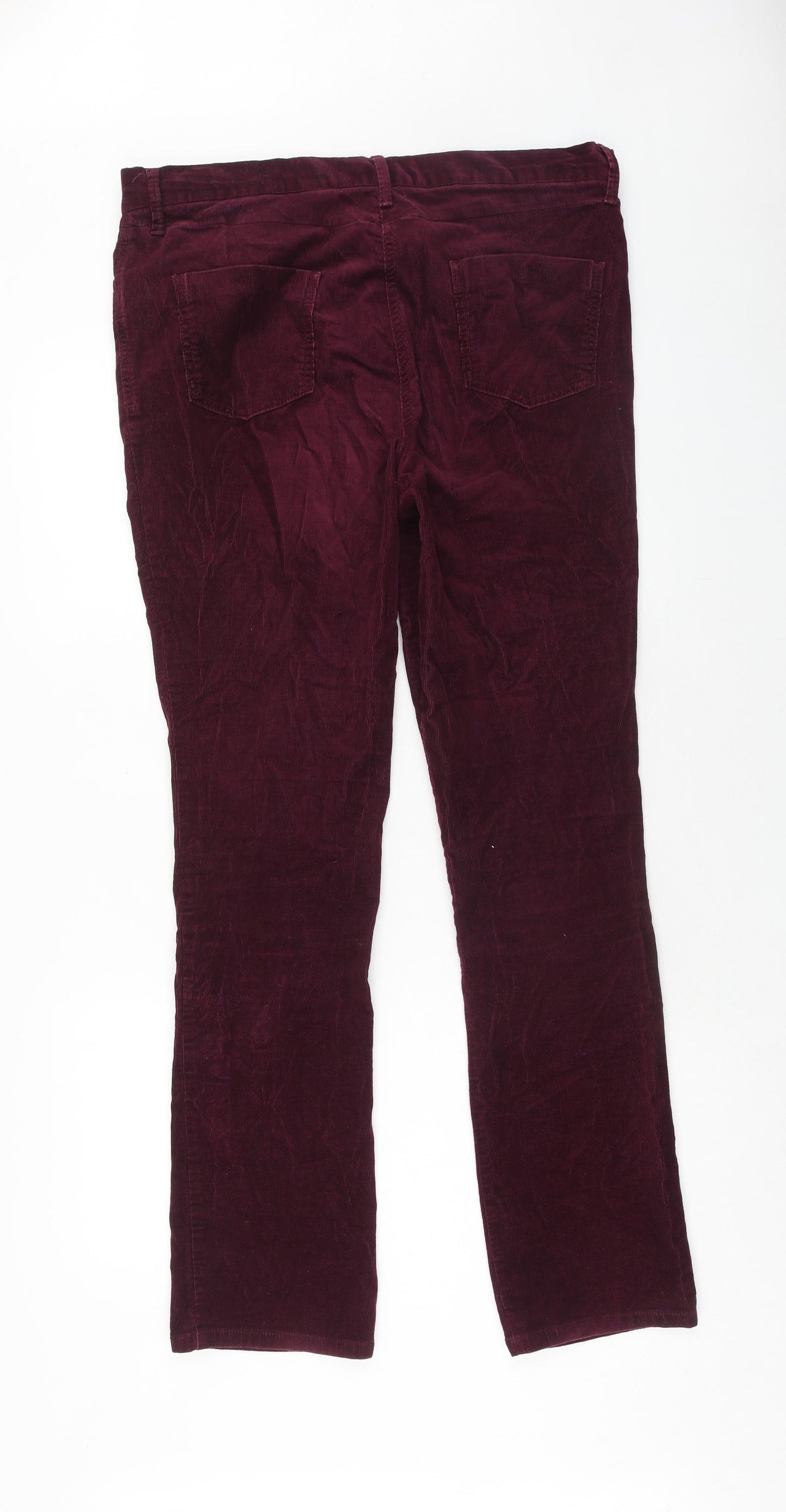 Marks and Spencer Womens Purple Cotton Trousers Size 14 Regular Zip