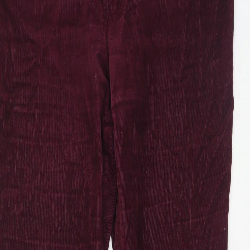 Marks and Spencer Womens Purple Cotton Trousers Size 14 Regular Zip