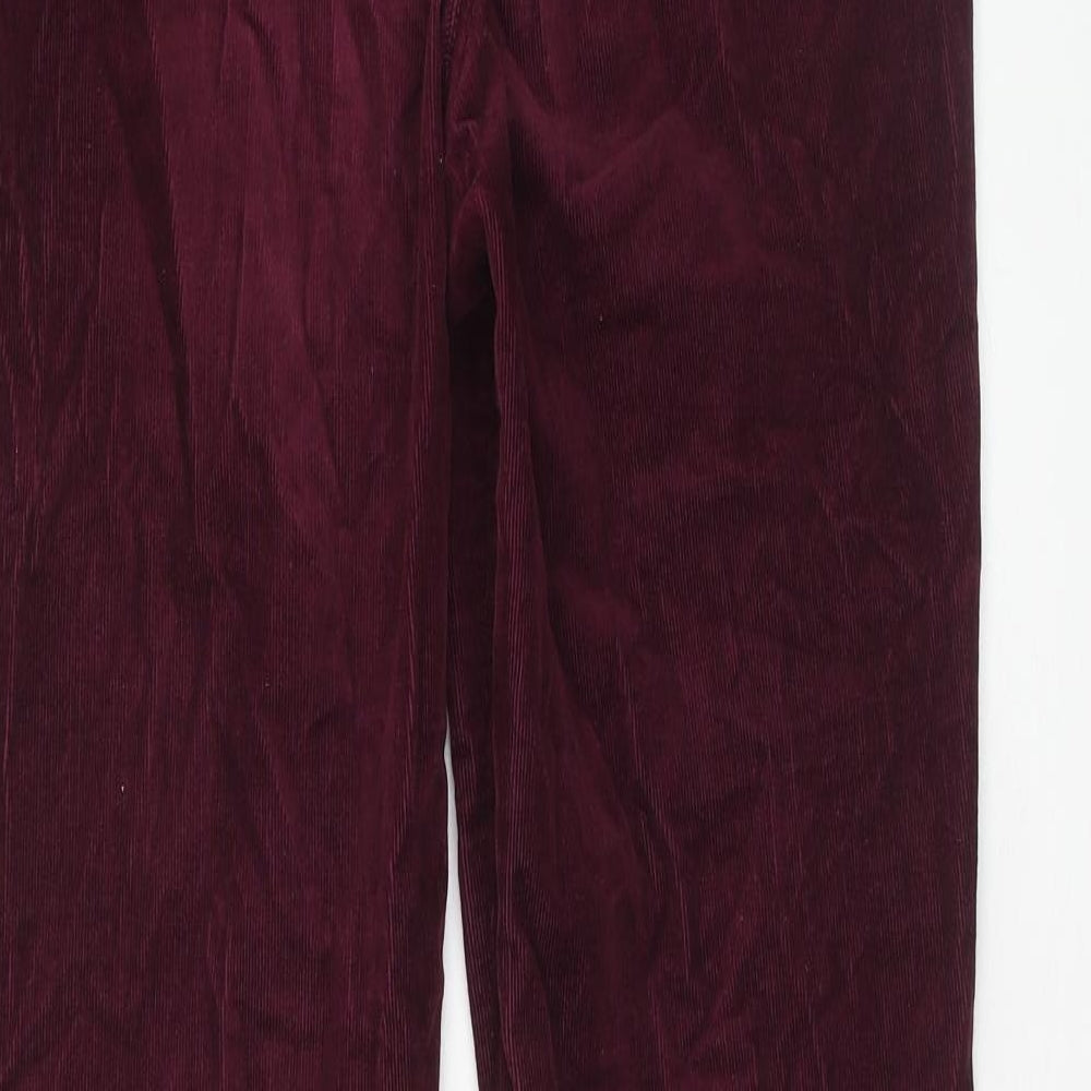 Marks and Spencer Womens Purple Cotton Trousers Size 14 Regular Zip