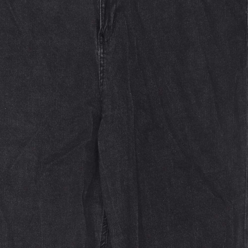 Marks and Spencer Womens Black Cotton Straight Jeans Size 18 Regular Zip