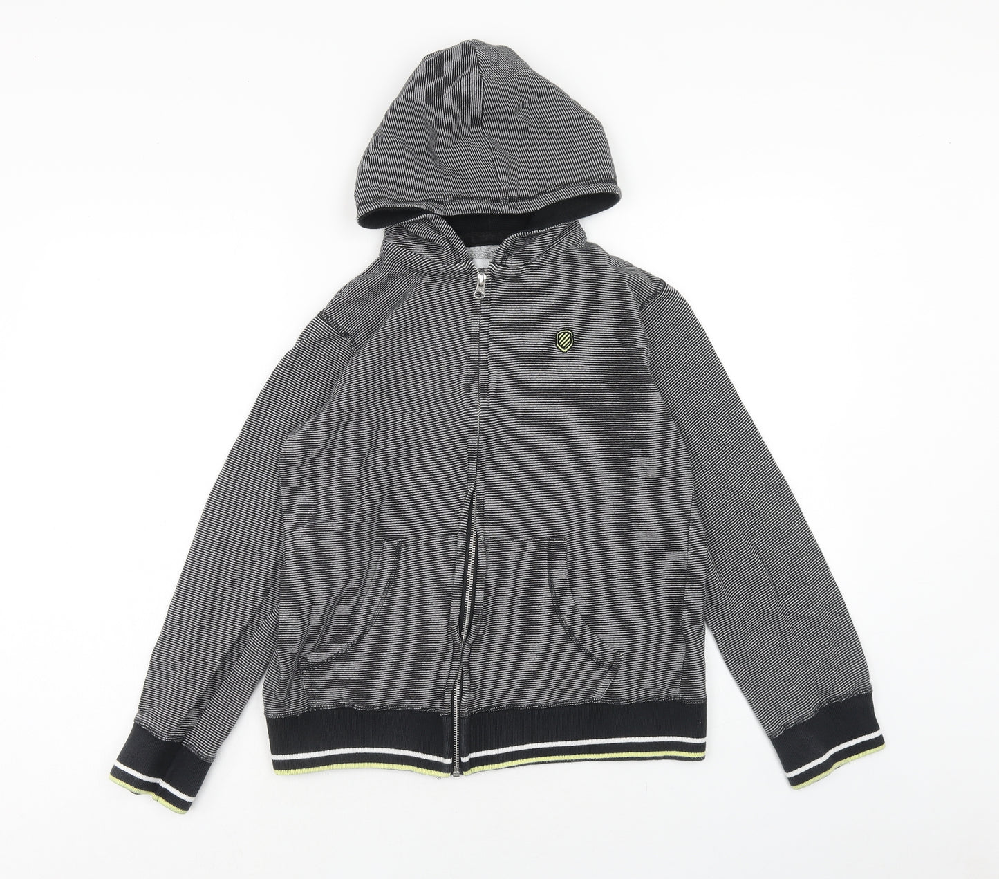Red Herring Boys Black Striped Cotton Full Zip Hoodie Size 14 Years Zip