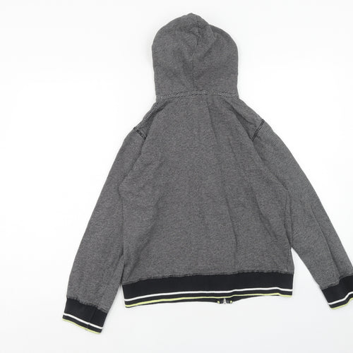 Red Herring Boys Black Striped Cotton Full Zip Hoodie Size 14 Years Zip