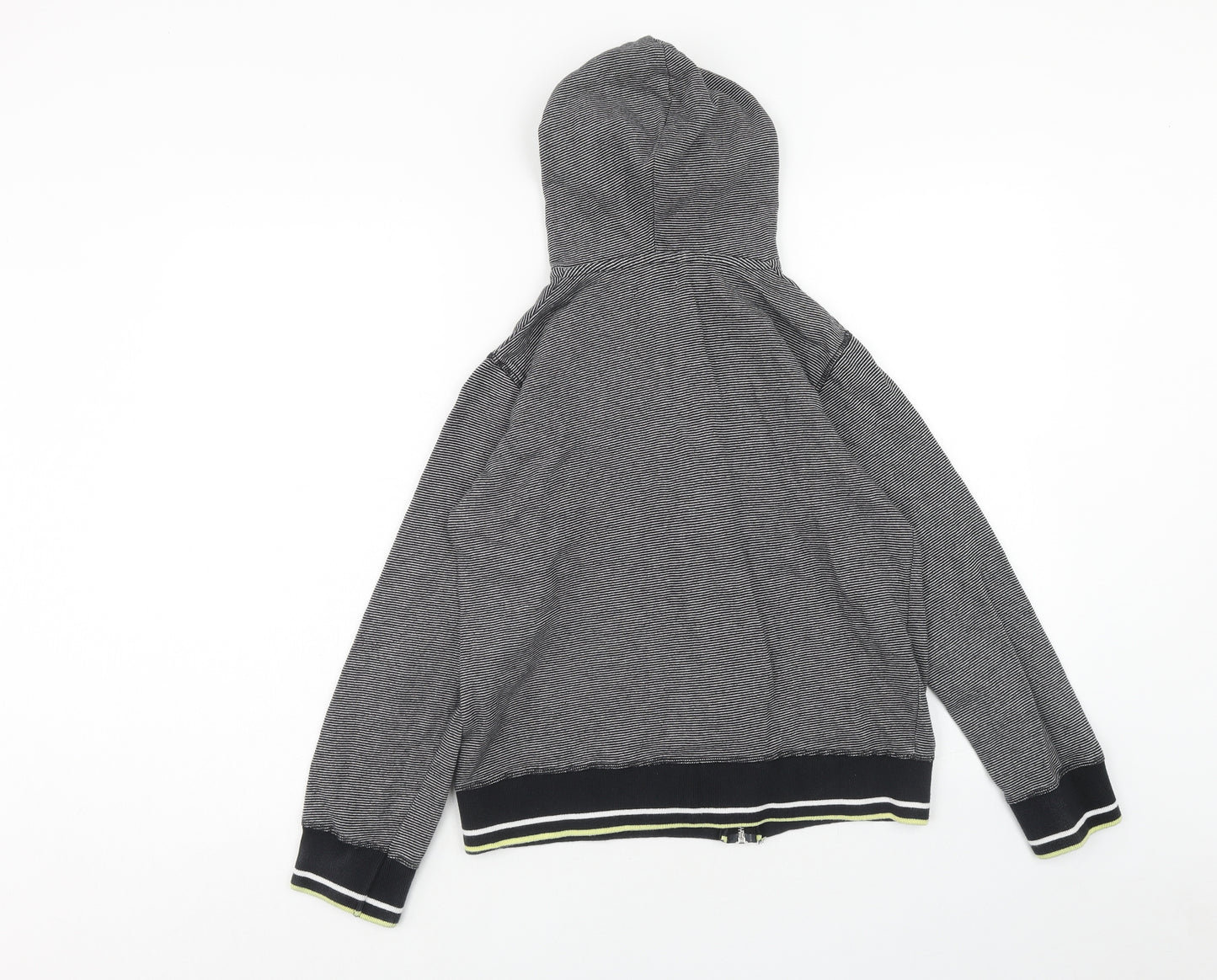 Red Herring Boys Black Striped Cotton Full Zip Hoodie Size 14 Years Zip