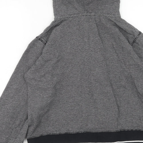 Red Herring Boys Black Striped Cotton Full Zip Hoodie Size 14 Years Zip