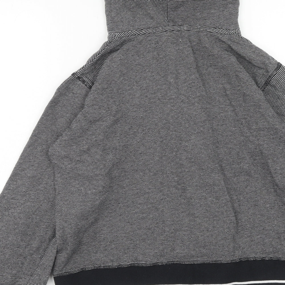 Red Herring Boys Black Striped Cotton Full Zip Hoodie Size 14 Years Zip