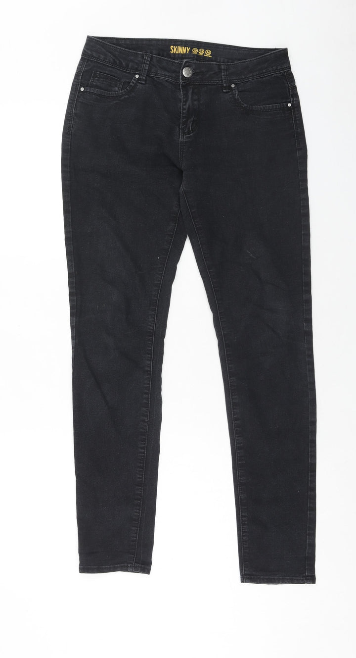 Denim & Co. Womens Black Cotton Skinny Jeans Size 10 Regular Zip