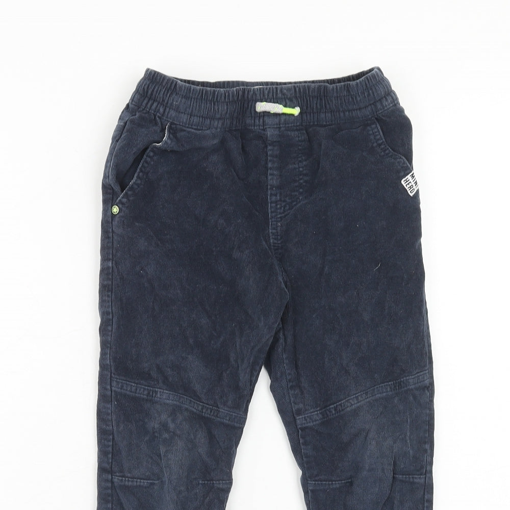 F&F Boys Blue Cotton Jogger Trousers Size 5-6 Years Regular Drawstring