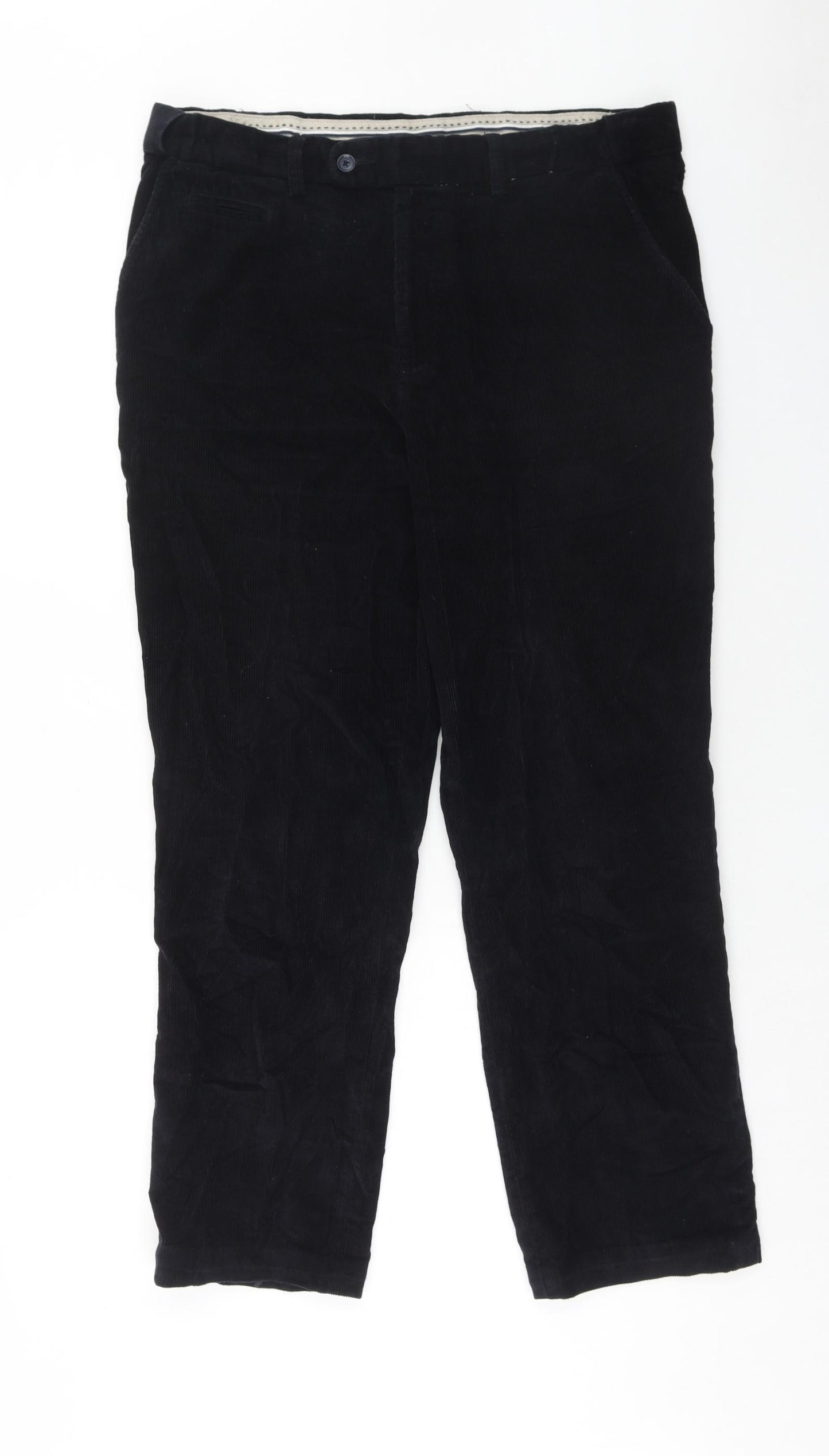Dunnes Stores Mens Blue Cotton Trousers Size 36 in L29 in Regular Zip