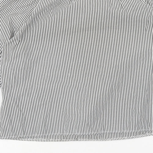 Piano C Womens Grey Striped Cotton Basic Blouse Size S Off the Shoulder - Bardot