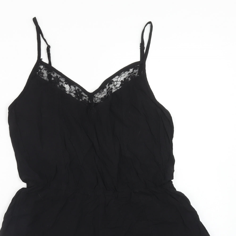 H&M Womens Black Viscose Playsuit One-Piece Size 12 Pullover