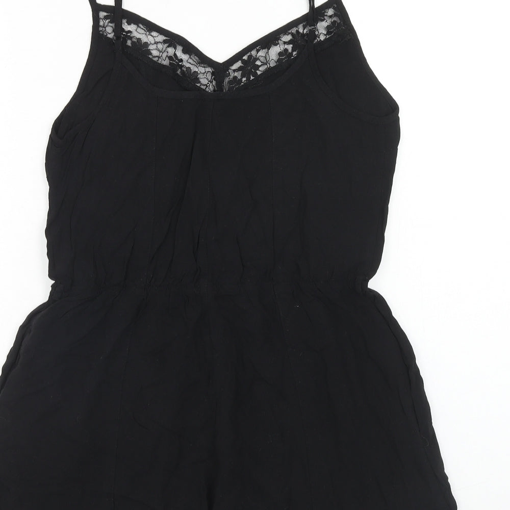 H&M Womens Black Viscose Playsuit One-Piece Size 12 Pullover