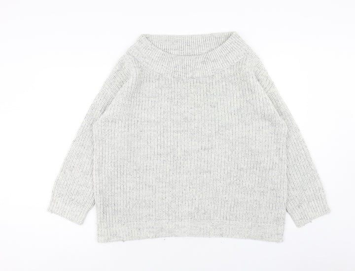 New Look Womens Grey Boat Neck Acrylic Pullover Jumper Size L