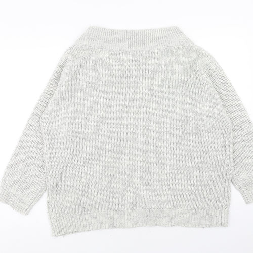 New Look Womens Grey Boat Neck Acrylic Pullover Jumper Size L