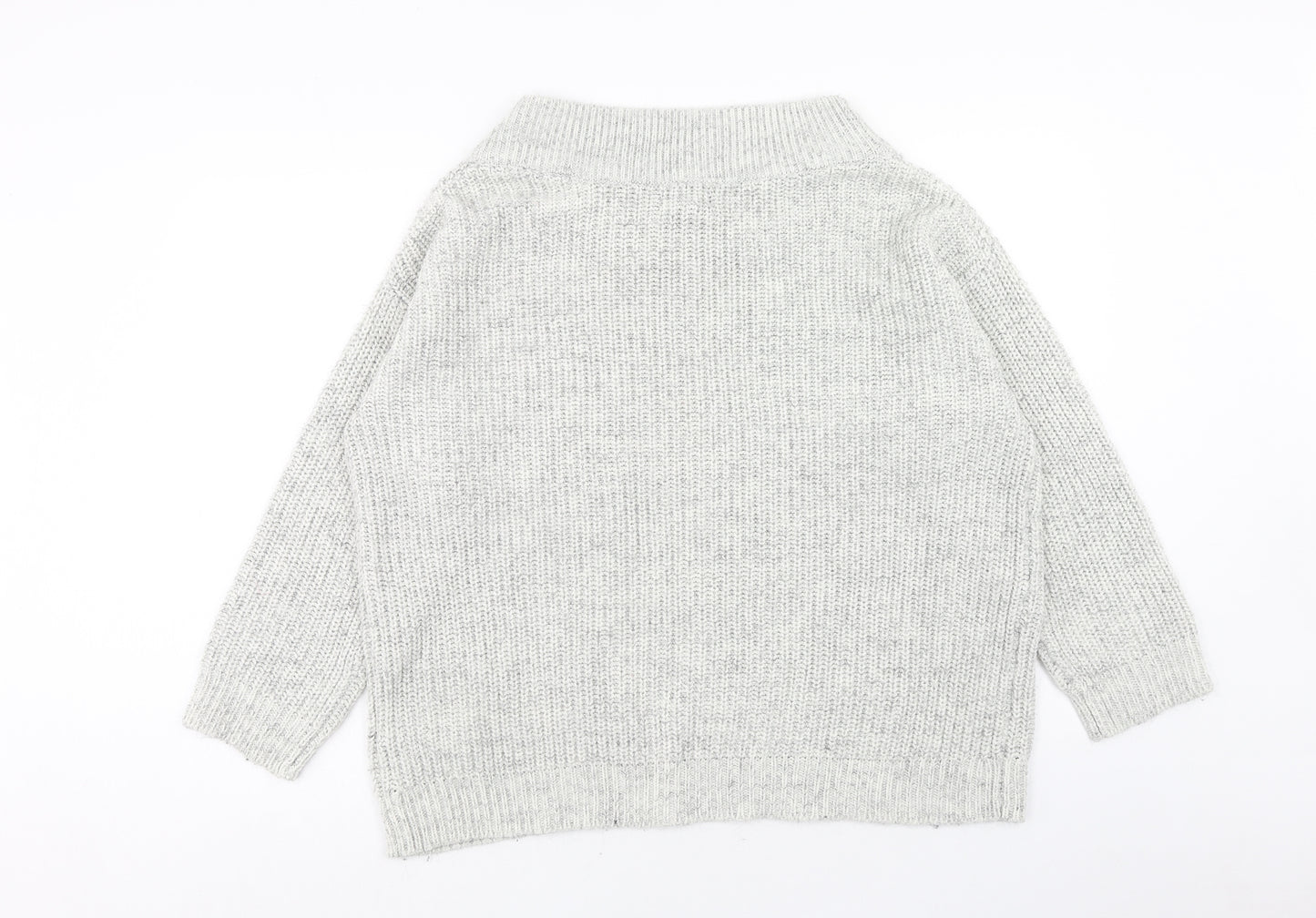 New Look Womens Grey Boat Neck Acrylic Pullover Jumper Size L