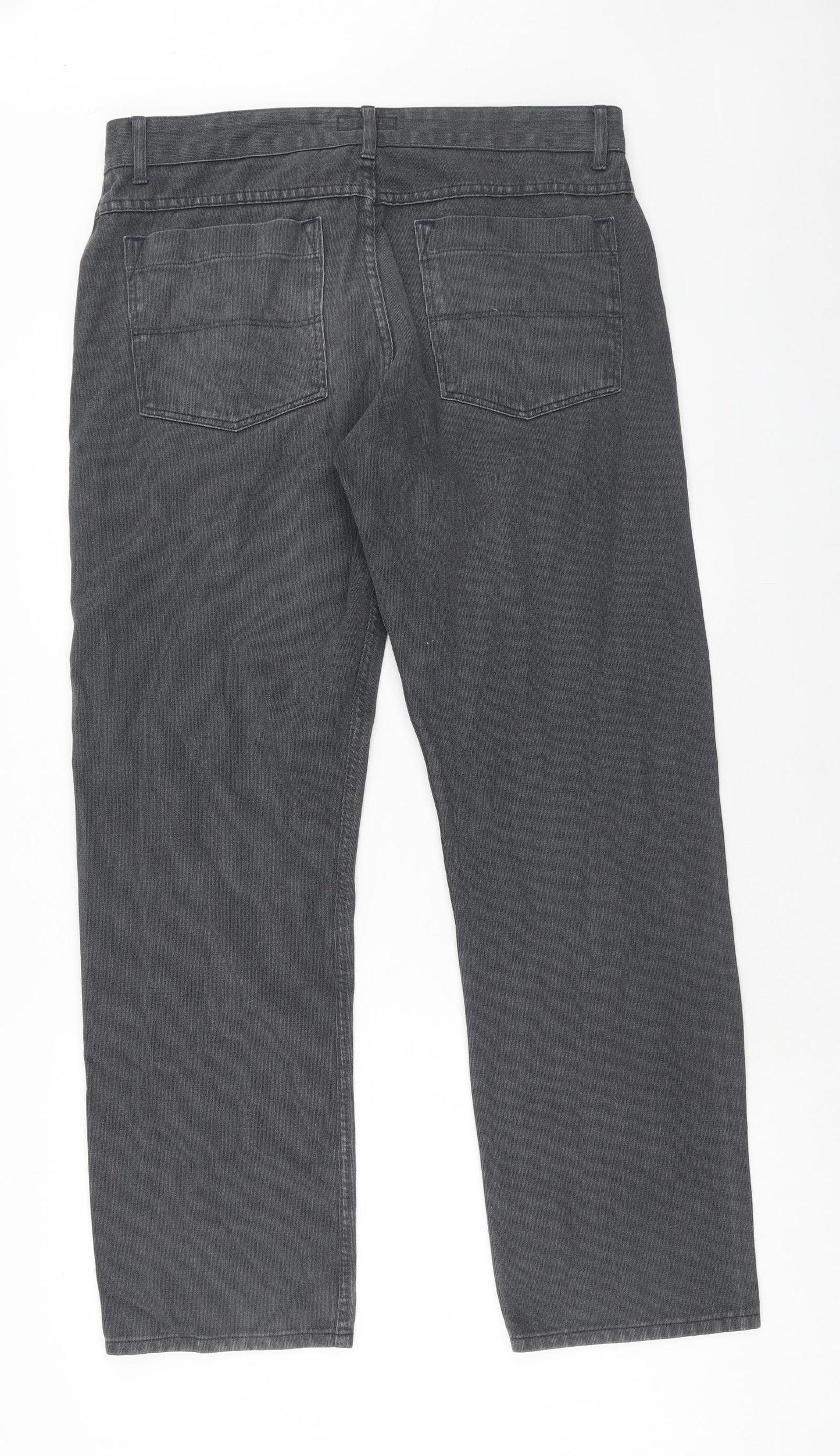 Autograph Mens Grey Cotton Straight Jeans Size 36 in L31 in Regular Zip