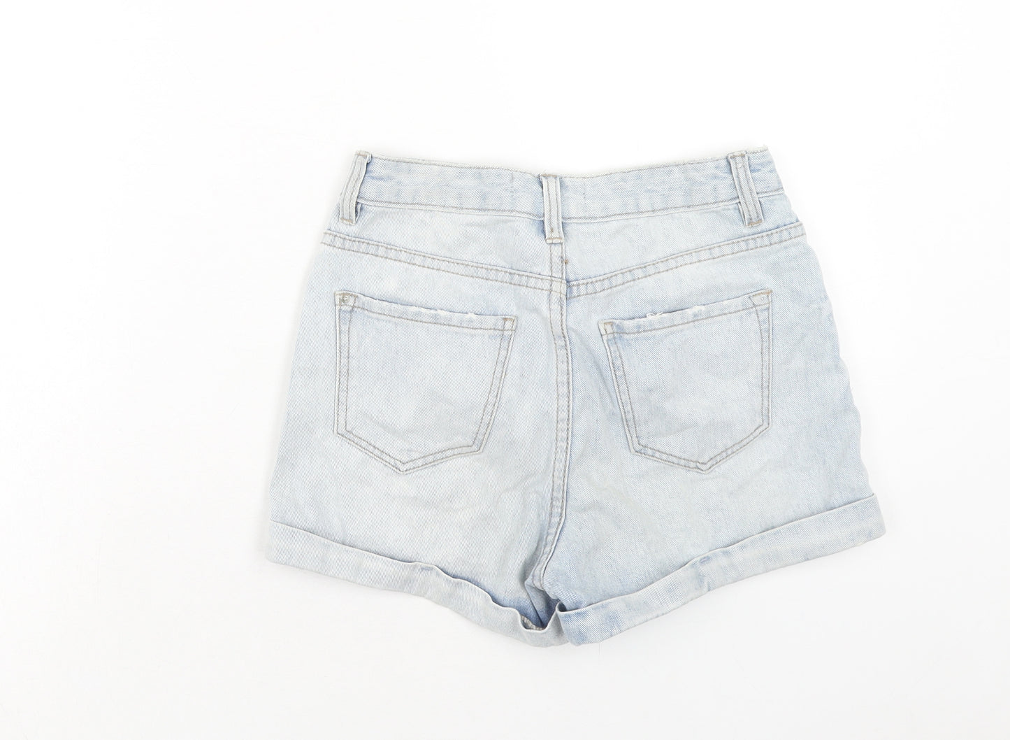 New Look Womens Blue Cotton Mom Shorts Size 6 Regular Zip