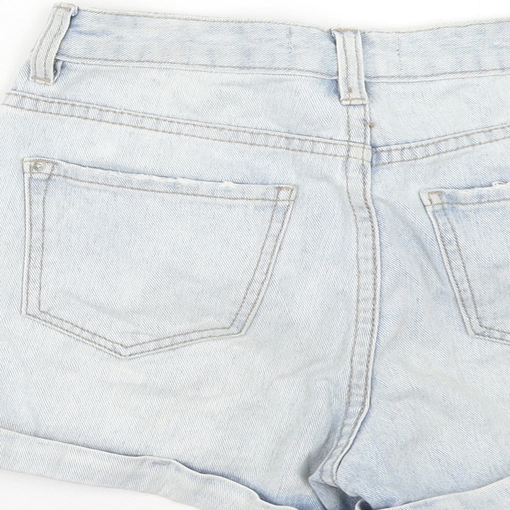 New Look Womens Blue Cotton Mom Shorts Size 6 Regular Zip